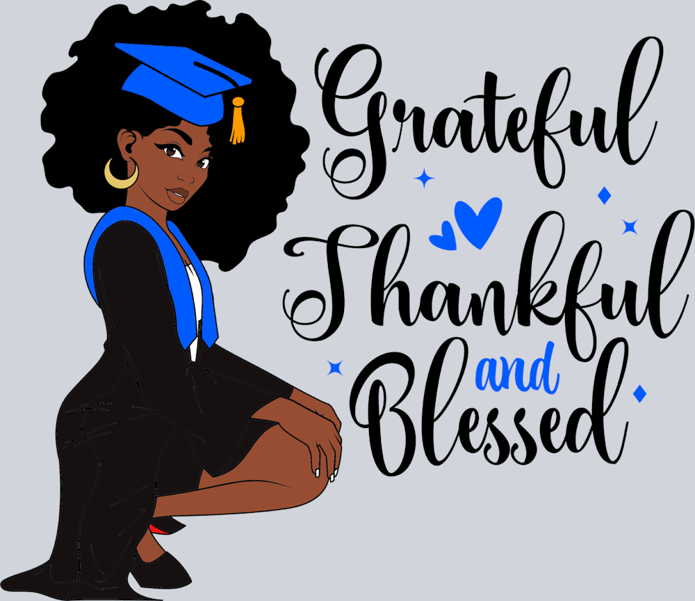 Grateful Graduation Black Woman Afro - STK02422 (DTF Transfers)