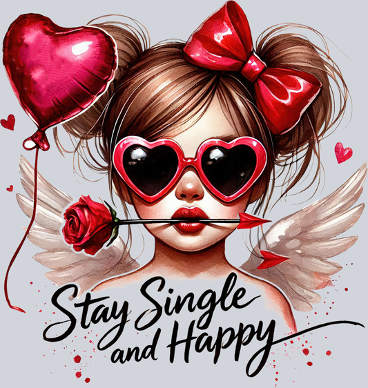 Stay Single And Happy Black - STK05800 (DTF Transfers)