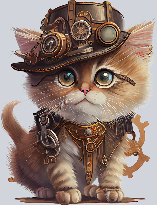 Steampunk Cat 5 - STK05811 (DTF Transfers)