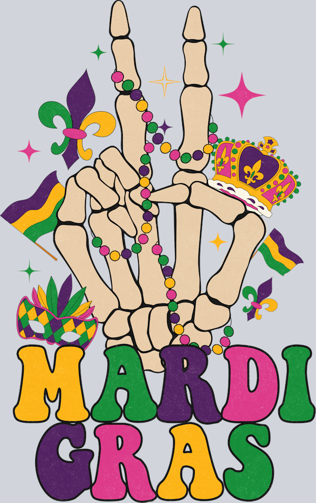 Skeleton Mardi Gras Hand - STK05507 (DTF Transfers)