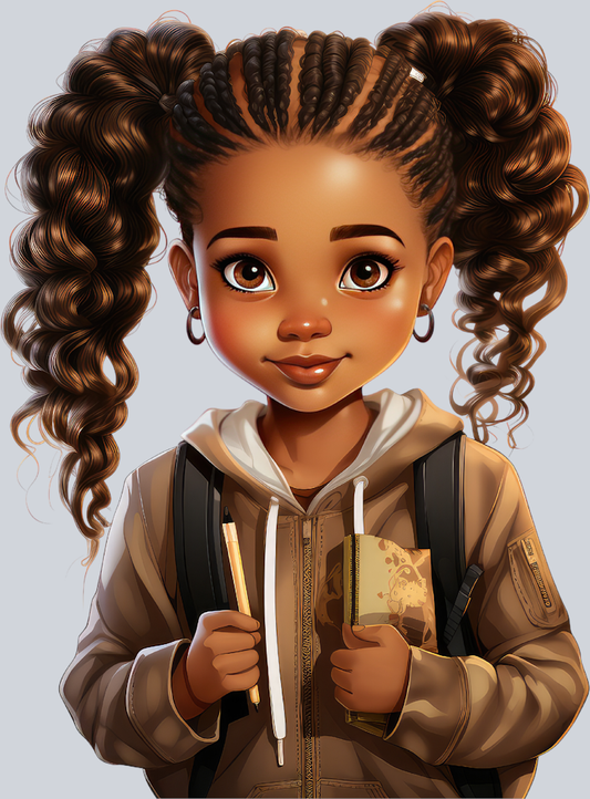 Cute Black Girl Back To School 1 - STK01536 (DTF Transfers)