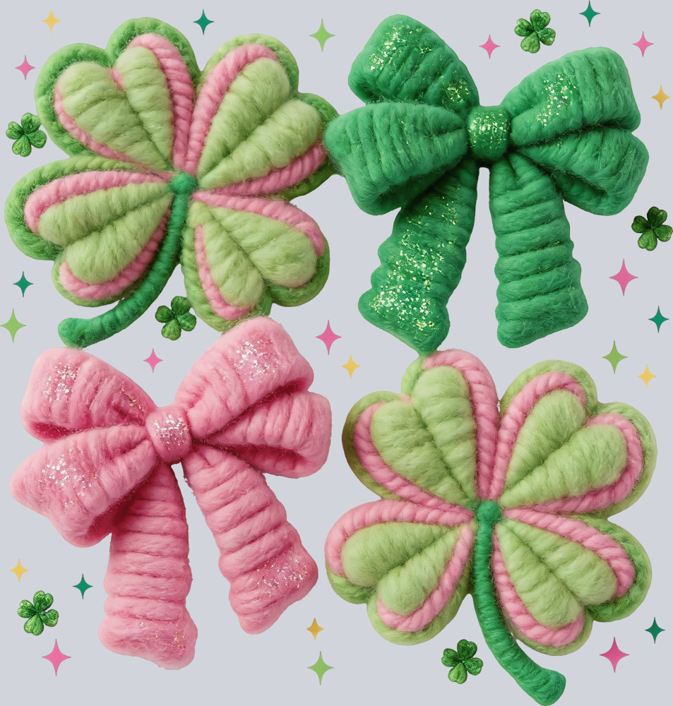Shamrocks and Ribbons Faux Yarn - STK07762 (DTF Transfers)