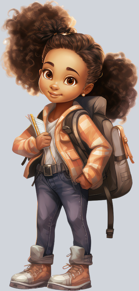 Cute Black Girl Back To School 6 - STK01541 (DTF Transfers)