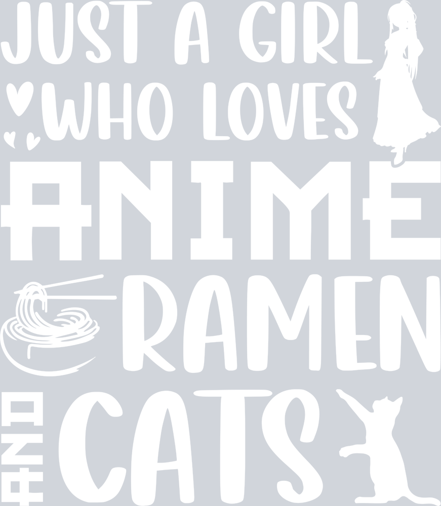 Girl Who Loves Anime Ramen Cats White - STK02260 (DTF Transfers)