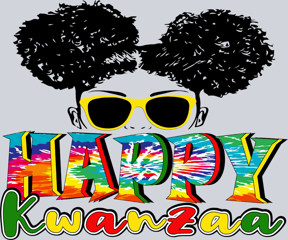 Happy Kwanzaa Twin Messy Buns - STK02579 (DTF Transfers)