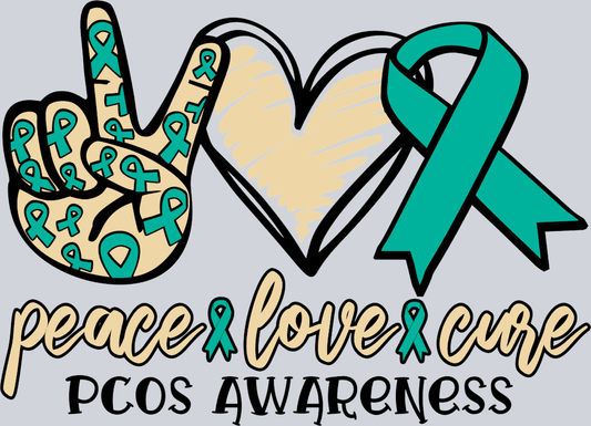 Peace Love Cure PCOS Awareness - STK06895 (DTF Transfers)