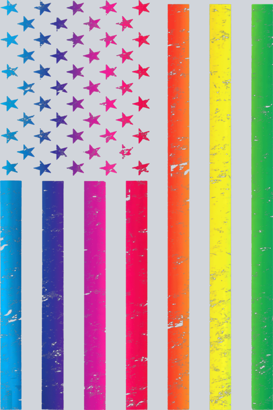 USA Flag Rainbow - STK06252 (DTF Transfers)