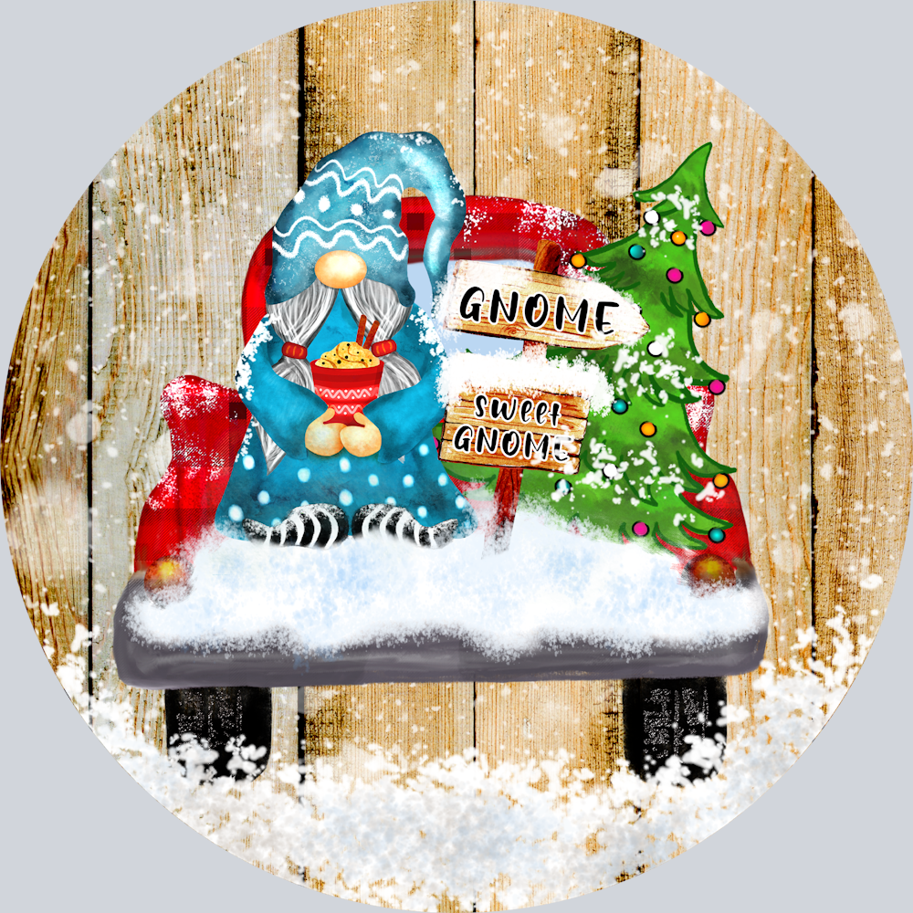 Christmas Gnome Wood Round - STK01303 (DTF Transfers)