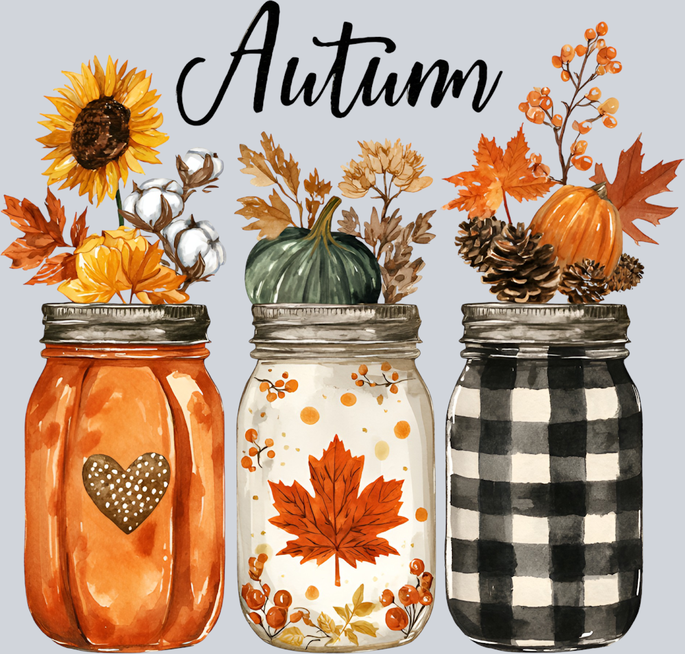 Fall Autumn Jars Black 2 - STK07350 (DTF Transfers)