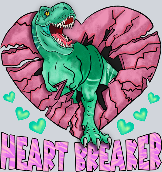 Trex Heart Breaker Pink Heart - STK06184 (DTF Transfers)