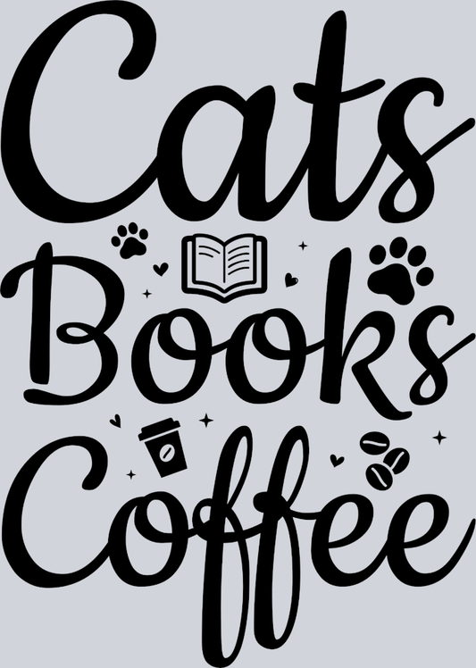 Pets Cats Books Coffee Black - STK04828 (DTF Transfers)