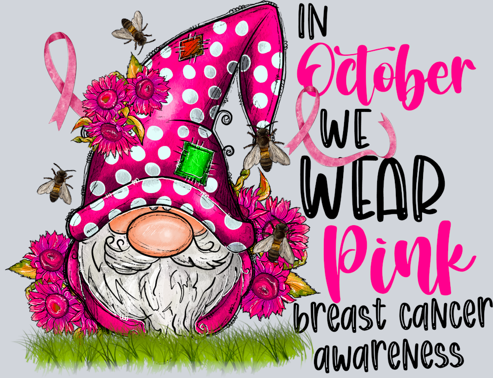 In October We Wear Pink Gnome 2 - STK03198 (DTF Transfers)