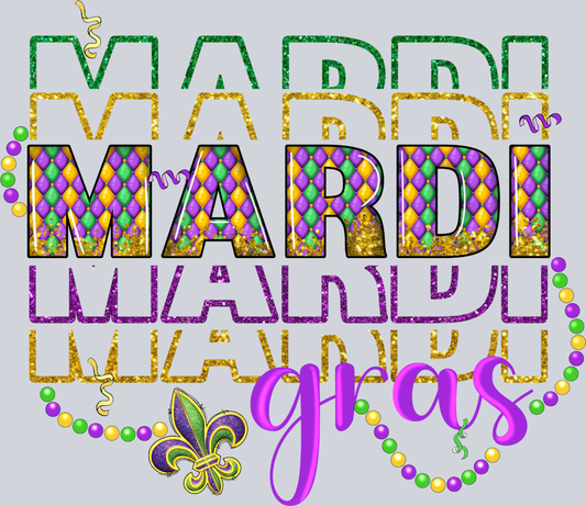 Mardi Gras Stacked Beads - STK04102 (DTF Transfers)