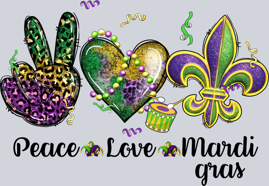 Peace Love Mardi Gras - STK04760 (DTF Transfers)