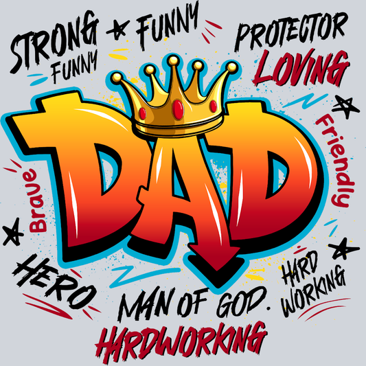 Strong Funny Protector Loving Dad Black - STK05843 (DTF Transfers)