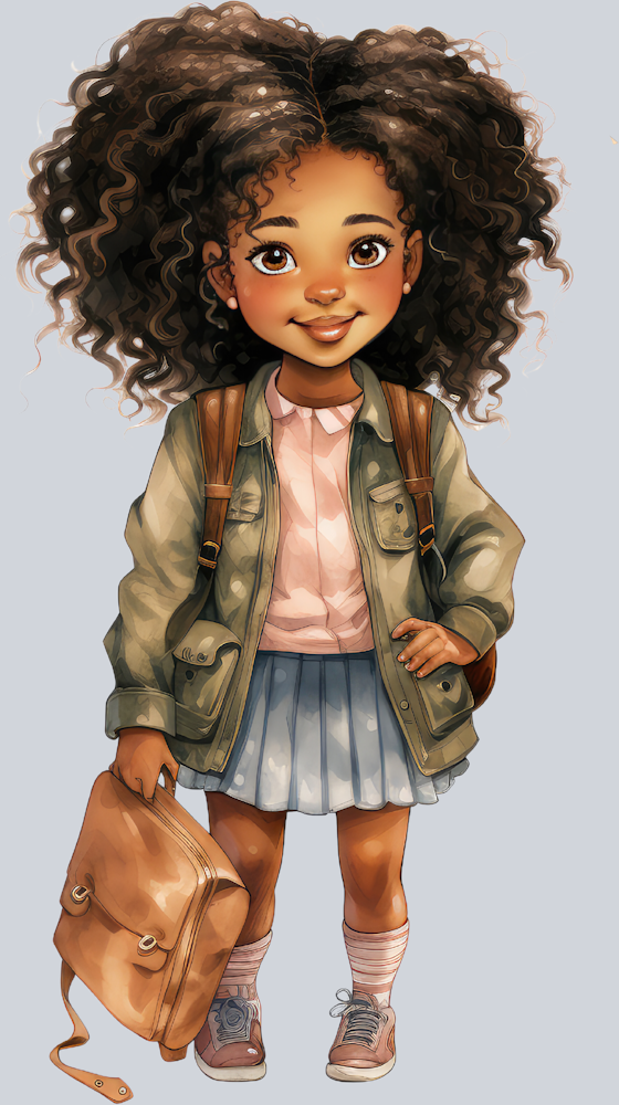 Cute Black Girl Back To School 17 - STK01552 (DTF Transfers)
