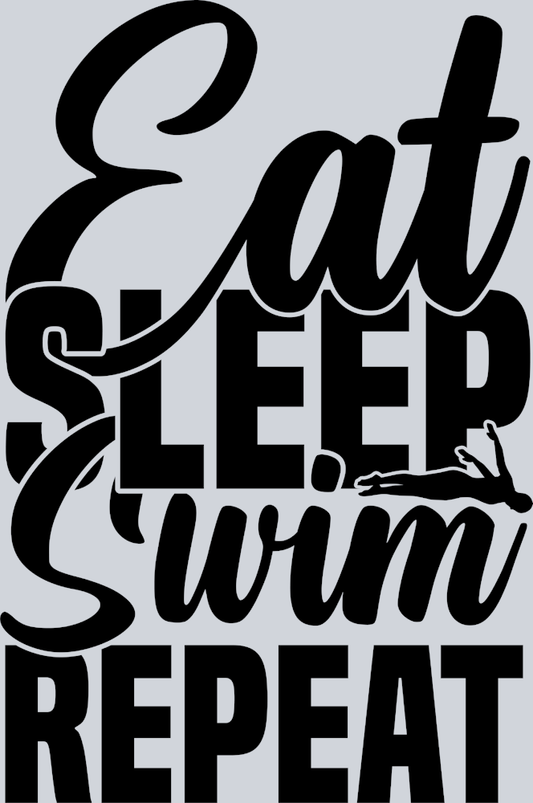 Sports Eat Sleep Swo=im Repeat Black - STK05681 (DTF Transfers)