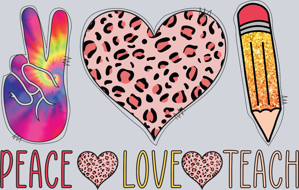 Peace Love Teach 2 - STK04795 (DTF Transfers)