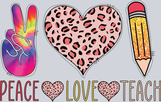Peace Love Teach 2 - STK04795 (DTF Transfers)