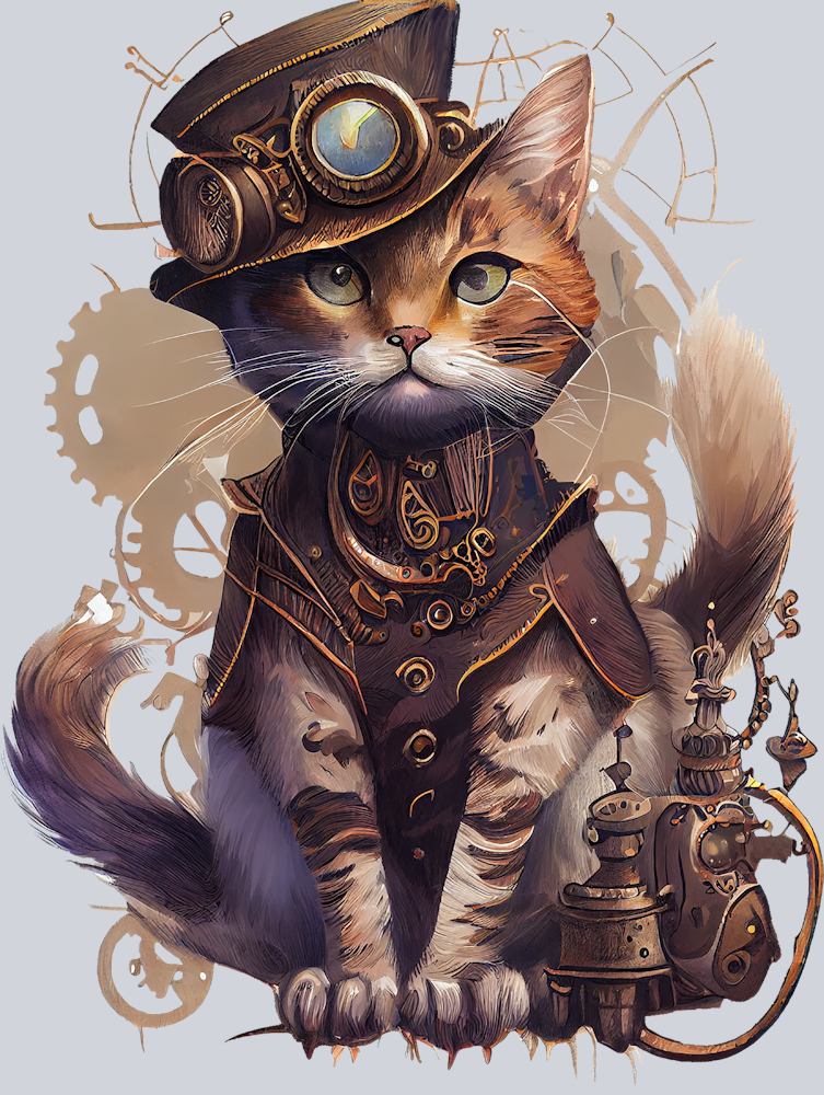 Steampunk Cat 3 - STK05809 (DTF Transfers)