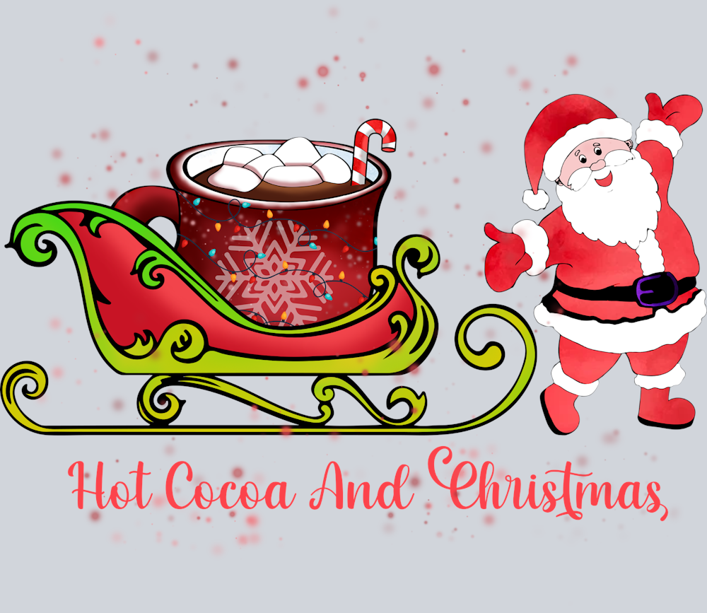 Hot Cocoa Christmas Santa Sleigh - STK02805 (DTF Transfers)