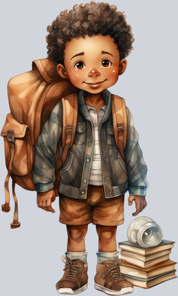 Cute Black Boy Back To School 7 - STK01527 (DTF Transfers)