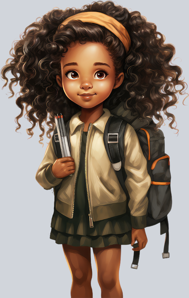Cute Black Girl Back To School 15 - STK01550 (DTF Transfers)
