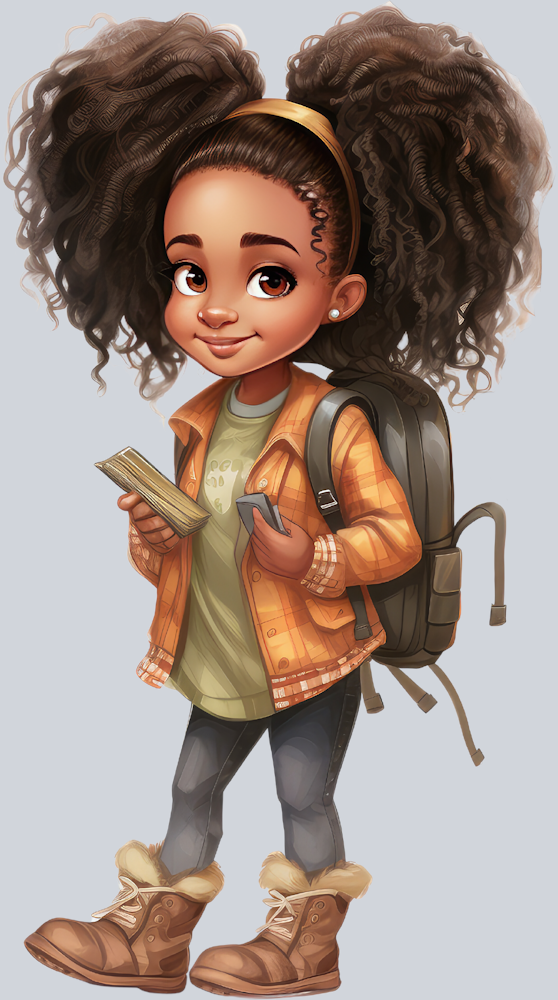 Cute Black Girl Back To School 5 - STK01540 (DTF Transfers)