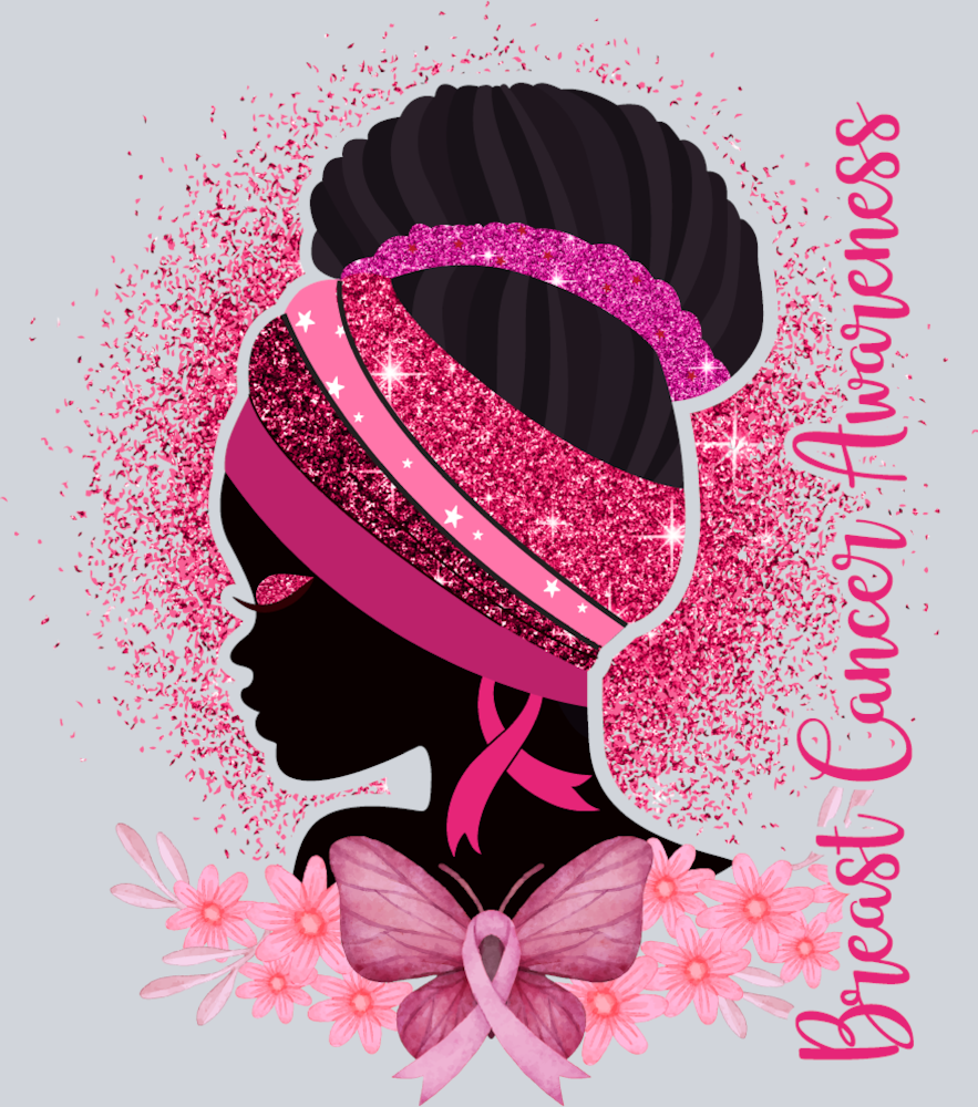 Breast Cancer Awareness Black Woman Butterfly - STK06829 (DTF Transfers)