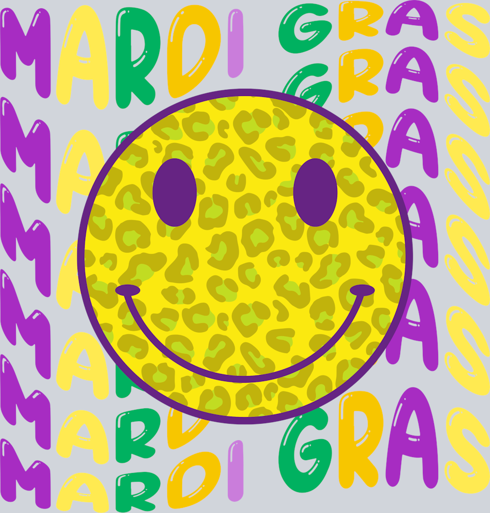 Mardi Gras Smiley - STK04101 (DTF Transfers)