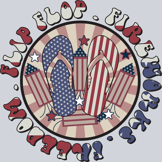 Flip Flop Fireworks Freedom - STK02039 (DTF Transfers)