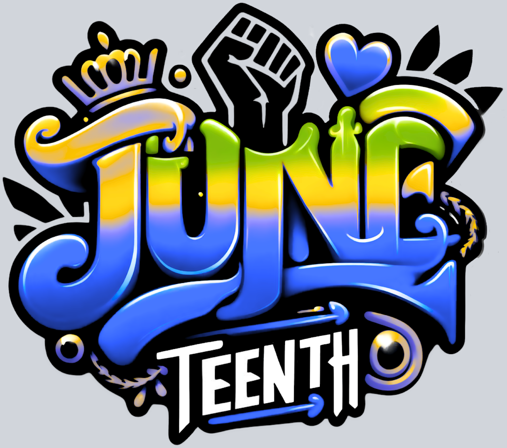 Juneteenth Graffiti Airbursh Blue And Yellow - STK03394 (DTF Transfers)