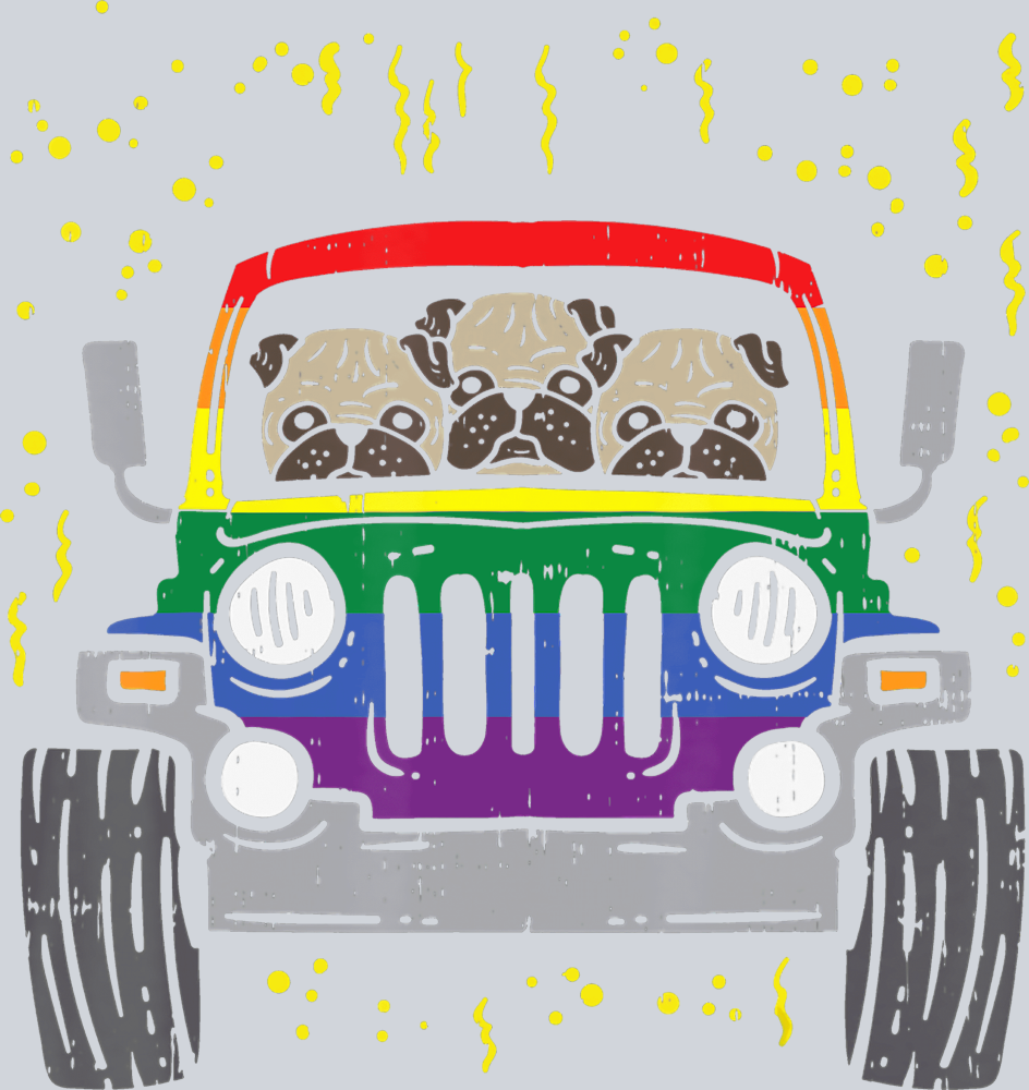 Pride Pugs Jeep - STK05013 (DTF Transfers)