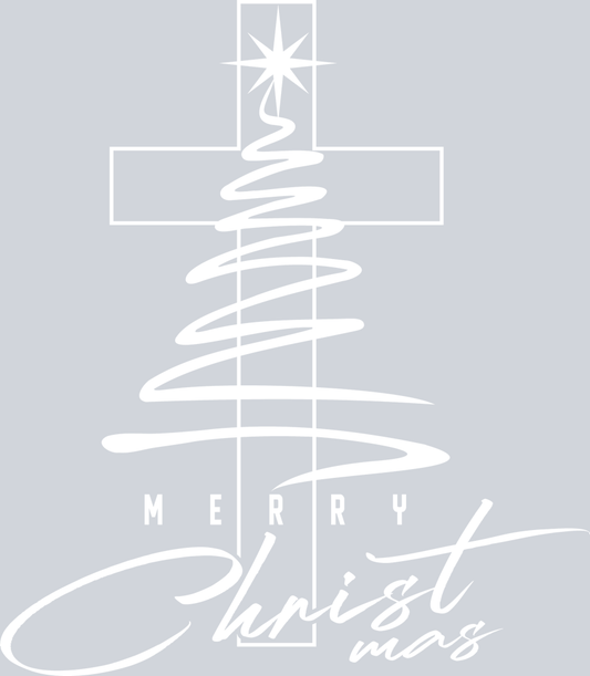 Merry Christmas with Cross white - STK07523 (DTF Transfers)