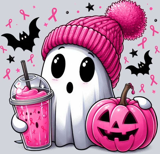 Spooky Ghost Breast Cancer - STK07323 (DTF Transfers)