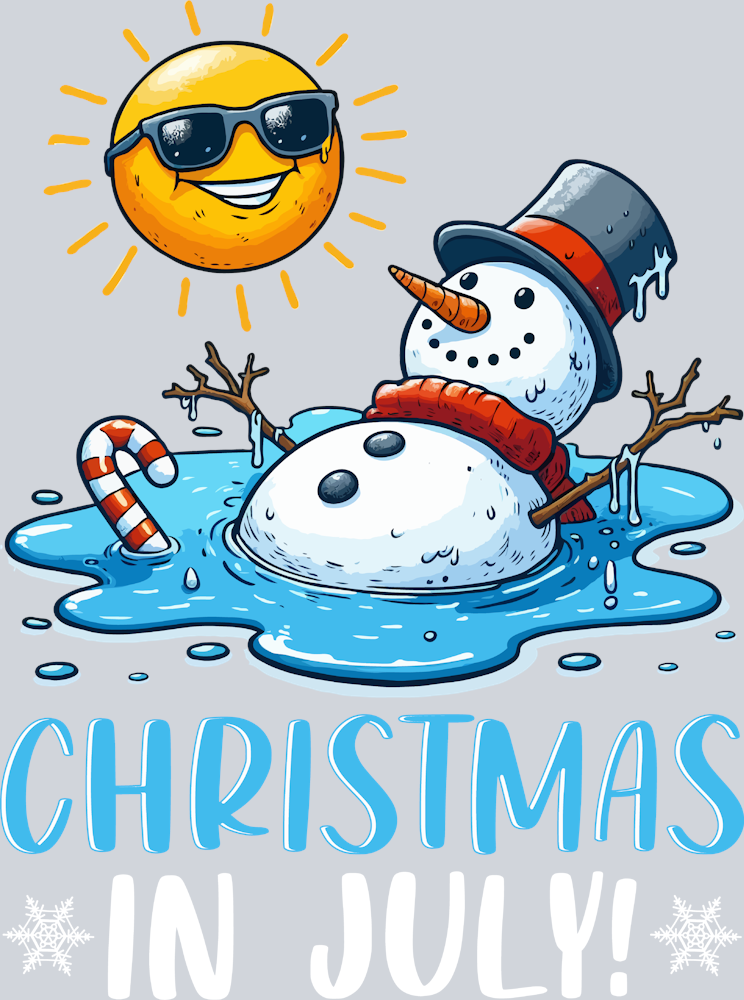 Christmas In July Frosty The Snowman Melting - STK01313 (DTF Transfers)