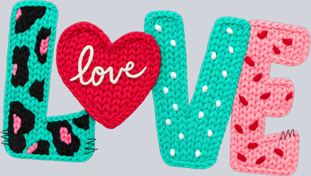 Love Faux Yarn Tiff Blue - STK07633 (DTF Transfers)