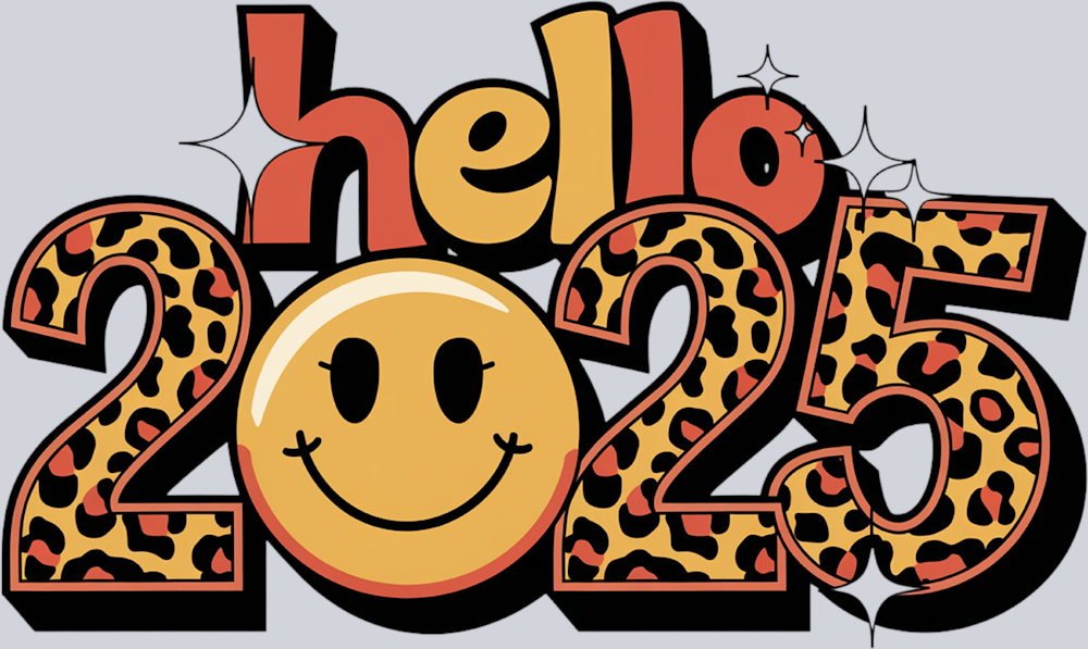 Hello 2025 Smiley - STK02677 (DTF Transfers)