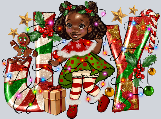 Christmas Joy Black Girl - STK01319 (DTF Transfers)