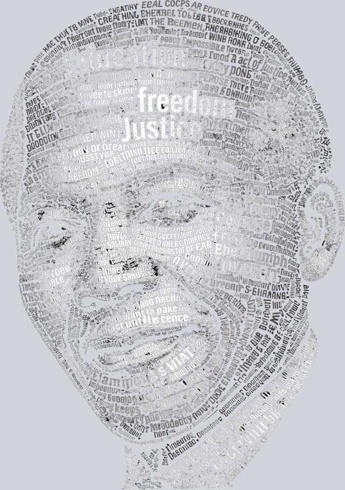 Mandela Calligram (for black shirts only) - STK07565 (DTF Transfers)