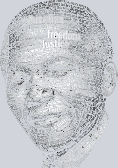 Mandela Calligram (for black shirts only) - STK07565 (DTF Transfers)