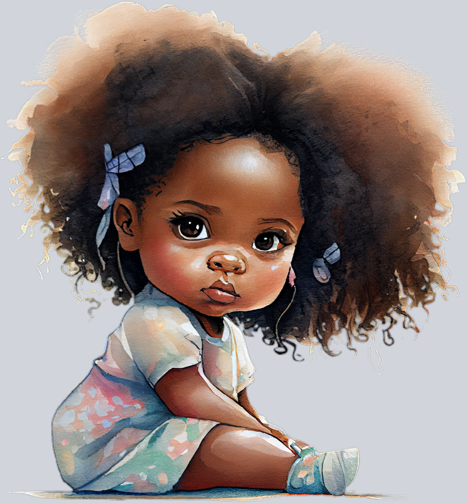 Black Toddler Sitting - STK00957 (DTF Transfers)