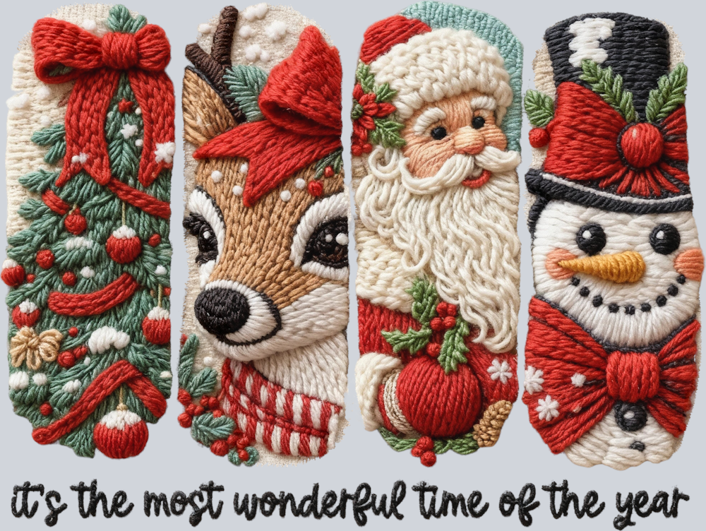Faux Yarn Its the Most Wonderful Time of the Year Black - STK07499 (DTF Transfers)