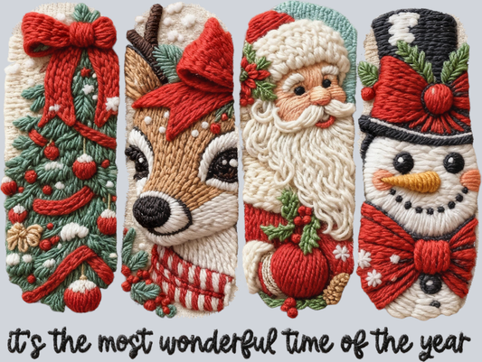 Faux Yarn Its the Most Wonderful Time of the Year Black - STK07499 (DTF Transfers)