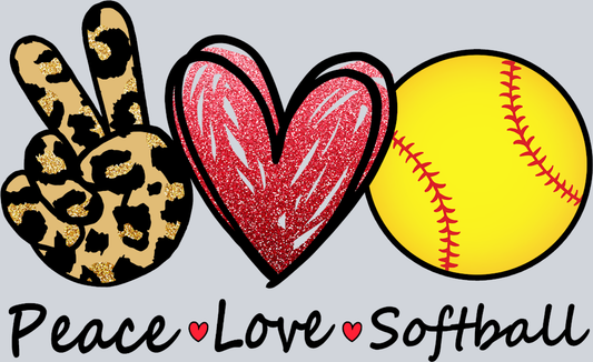 Love Peace Softball - STK07335 (DTF Transfers)
