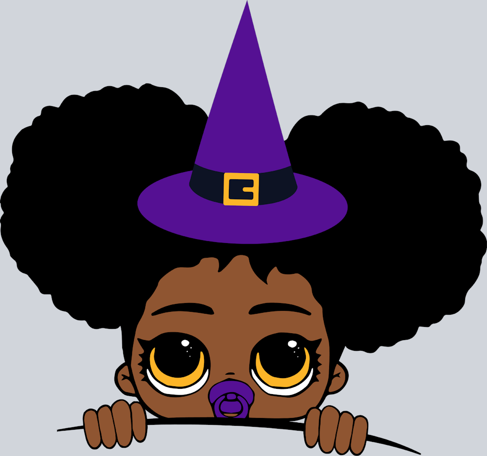 Halloween Afro Baby Girl Peeking - STK02450 (DTF Transfers)
