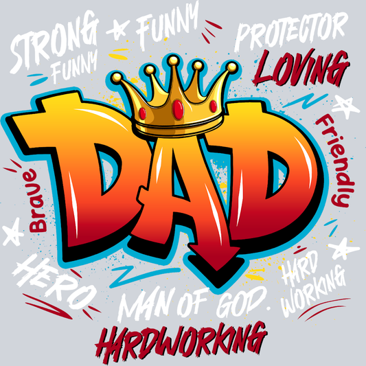 Strong Funny Protector Loving Dad White - STK05844 (DTF Transfers)