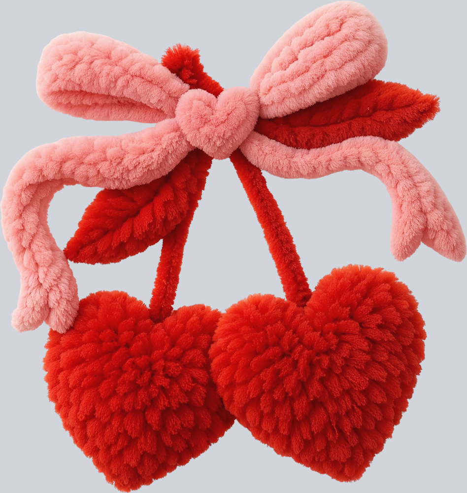 Fluffy Valentine Hearts - STK07622 (DTF Transfers)
