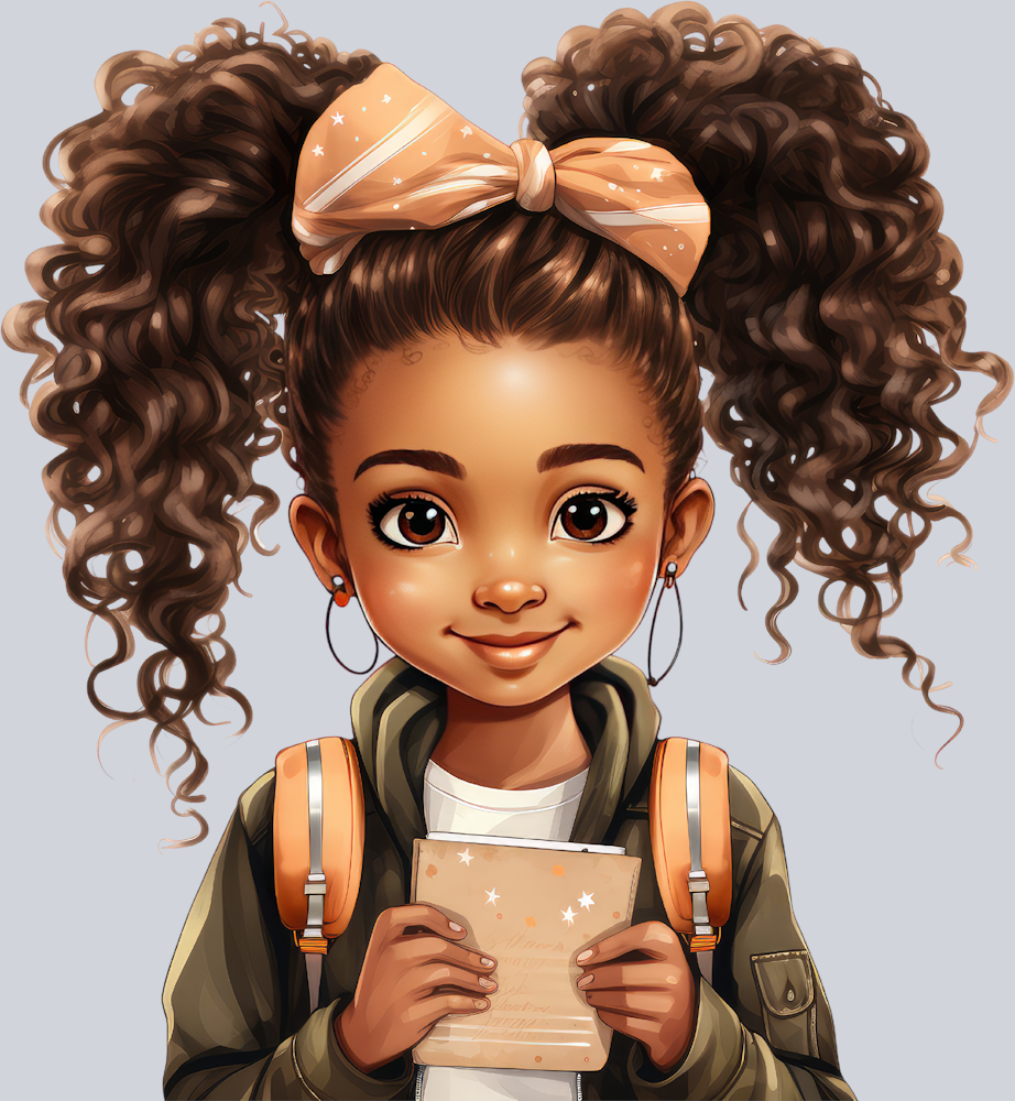 Cute Black Girl Back To School 19 - STK01554 (DTF Transfers)