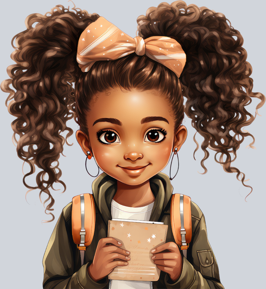 Cute Black Girl Back To School 19 - STK01554 (DTF Transfers)